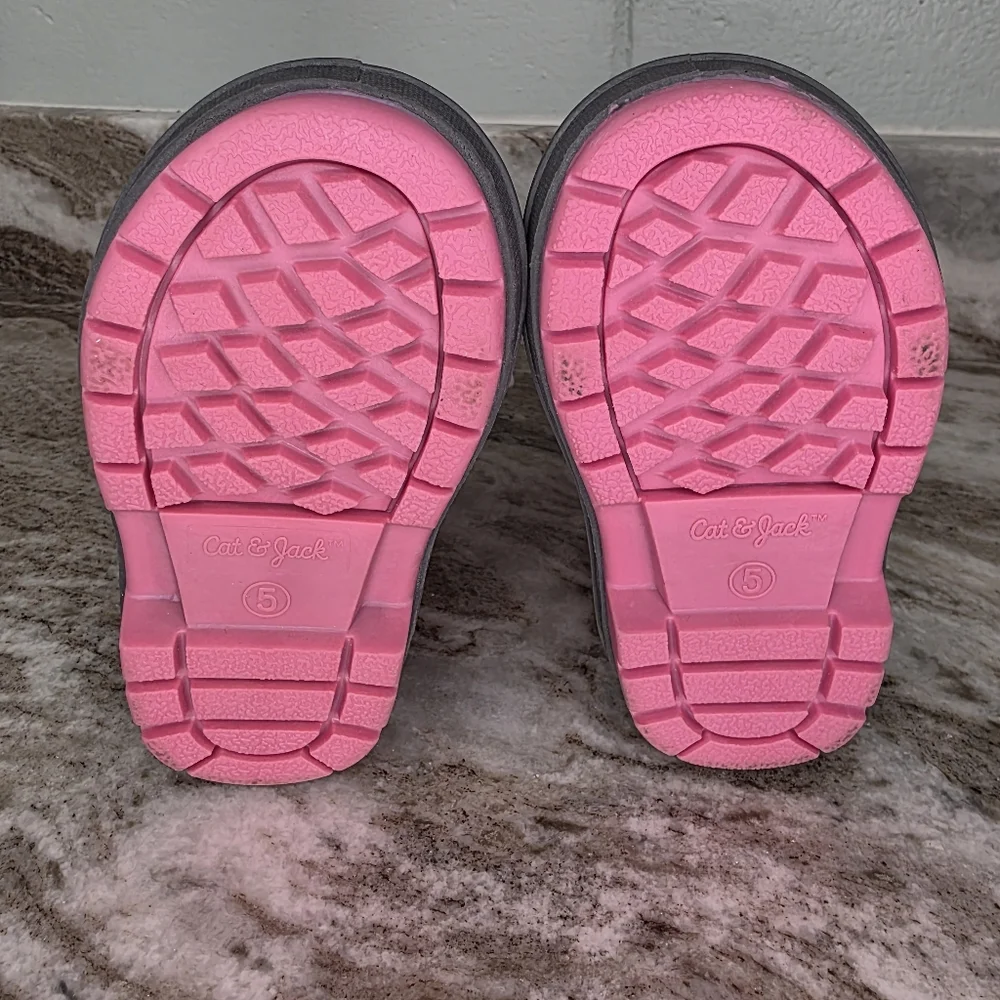 New Cat & Jack Pink and Gray Denver Winter Boots Little Girls Size 5